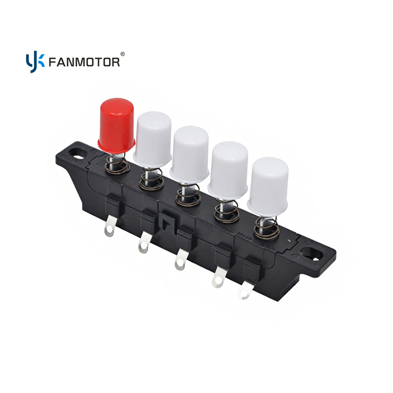 5-Key Fan Push Switch with Light Control | Dual-Slide Master Reset Piano Switch