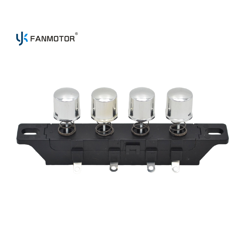 4-Key Electroplated Silver Fan Push Button Switch | Chrome Finish Piano Switch