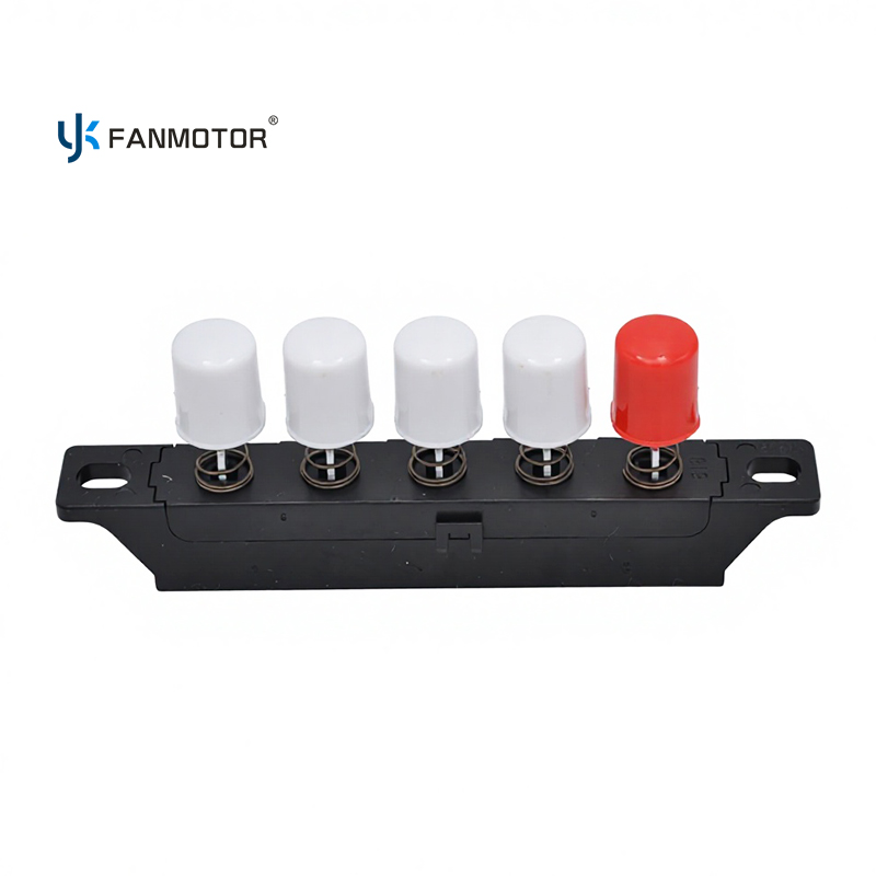 5-Key Fan Push Switch with Light Control | Dual-Slide Master Reset Piano Switch